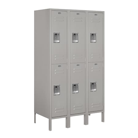 Salsbury Industries Wardrobe Locker, 36" W, 18" D, 66" H, (3) Wide, (6) Openings, Gray 62358GY-U